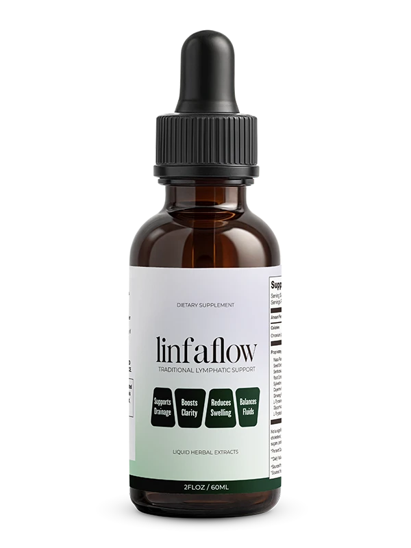 Linfaflow traditional lymphatic support, liquid herbal extract in a dropper bottle
